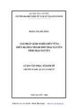 Giải pháp giảm nghèo bền vững trên địa bàn thành phố thái nguyên tỉnh thái nguyên
