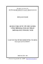 Quản lý nhà nước về chất lượng công trình hạ tầng kỹ thuật trên địa bàn tỉnh bắc ninh
