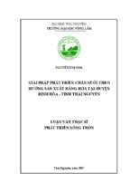 Giải pháp phát triển chăn nuôi theo hướng sản xuất hàng hóa tại huyện định hóa tỉnh thái nguyên