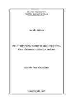 Phát triển nông nghiệp huyện vĩnh tường tỉnh vĩnh phúc giai đoạn 20052015