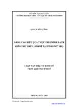 Nâng cao hiệu quả thực thi chính sách miễn thu thủy lợi phí tại tỉnh phú thọ