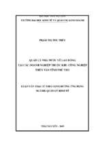 Quản lý nhà nước về lao động tại các doanh nghiệp thuộc khu công nghiệp thụy vân tỉnh phú thọ