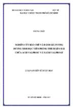 Nghiên cứu bào chế và đánh giá tương đương sinh học viên phóng thích kéo dài chứa acid valproic và natri valproat..