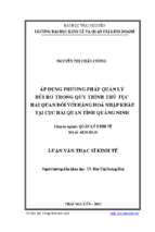 áp dụng phương pháp quản lý rủi ro trong quy trình thủ tục hải quan đối với hàng hóa nhập khẩu tại cục hải quan tỉnh quảng ninh