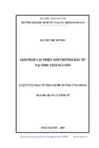 Giải pháp cải thiện môi trường đầu tư tại tỉnh thái nguyên