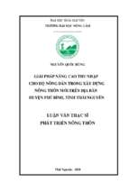 Giải pháp nâng cao thu nhập cho hộ nông dân trong xây dựng nông thôn mới trên địa bàn huyện phú bình tỉnh thái nguyên