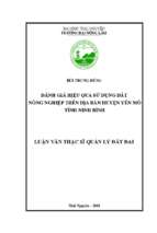 đánh giá hiệu quả sử dụng đất nông nghiệp trên địa bàn huyện yên mỗ tỉnh ninh bình