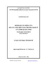 đánh giá tác động của đầu tư công đến tăng trưởng kinh tế của tỉnh quảng ninh