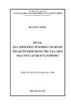 Quá trình phân tích phân cấp mờ hỗ trợ quyết định trong việc lựa chọn nhà cung cấp dịch vụ internet