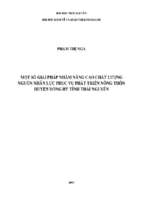 Một số giải pháp nhằm nâng cao chất lượng nguồn nhân lực phục vụ phát triển nông thôn huyện đồng hỷ tỉnh thái nguyên