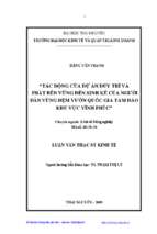 Tác động của dự án duy trì và phát triển bền vững đến sinh kế của người dân vùng đệm vườn quốc gia tam đảo khu vực vĩnh phúc