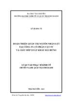 Hoàn thiện quản trị nguồn nhân lực tại công ty cổ phần vật tư và giày dép xuất khẩu hải hưng