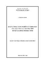 Quản lý hoạt động nghiên cứu khoa học của giáo viên các trường thpt huyện gia bình tỉnh bắc ninh