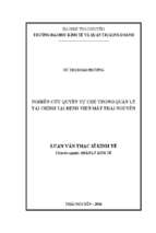 Nghiên cứu quyền tự chủ trong quản lý tài chính tại bệnh viện mắt thái nguyên