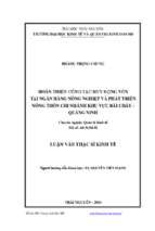 Hoàn thiện công tác huy động vốn tại ngân hàng nông nghiệp và phát triển nông thôn chi nhánh khu vực bãi cháy quảng ninh