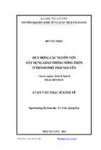 Huy động các nguồn vốn xây dựng giao thông nông thôn ở thành phố thái nguyên
