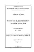 Một số giải pháp phát triển du lịch tỉnh quảng bình