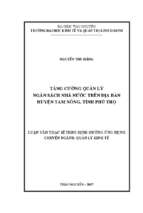 Tăng cường công tác quản lý ngân sách nhà nước trên địa bàn huyện tam nông tỉnh phú thọ