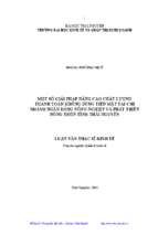 Một số giải pháp nâng cao chất lượng thanh toán không dùng tiền mặt tại chi nhánh ngân hàng nông nghiệp và phát triển nông thôn tỉnh thái nguyên