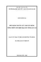 Huy động nguồn lực cho xây dựng nông thôn mới trên địa bàn tỉnh lào cai