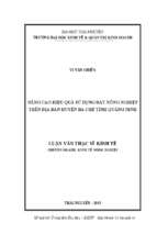 Nâng cao hiệu quả sử dụng đất nông nghiệp trên địa bàn huyện ba chẽ tỉnh quảng ninh
