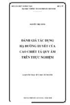 đánh giá tác dụng hạ đường huyết của cao chiết tả quy ẩm trên thực nghiệm