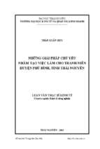Những giải pháp chủ yếu nhằm tạo việc làm cho thanh niên huyện phú bình tỉnh thái nguyên