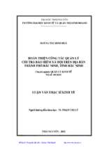 Hoàn thiện công tác quản lý chi trả bảo hiểm xã hội trên địa bàn thành phố bắc ninh tỉnh bắc ninh