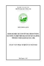 đánh giá hiệu quả chuyển mục đích sử dụng đất nông nghiệp trên địa bàn huyện gia bình tỉnh bắc ninh giai đoạn 2012 2016