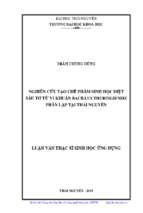 Nghiên cứu tạo chế phẩm sinh học diệt sâu tơ từ vi khuẩn bacillus thuringiensis phân lập tại thái nguyên