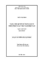 Tặng cho quyền sử dụng đất ở theo pháp luật việt nam hiện nay