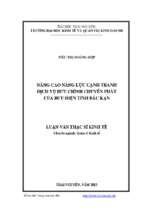 Nâng cao năng lực cạnh tranh dịch vụ bưu chính chuyển phát của bưu điện tỉnh bắc kạn