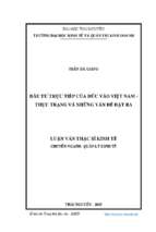 đầu tư trực tiếp của đức vào việt nam thực trạng và những vấn đề đặt ra