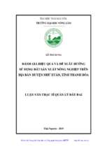 đánh giá hiệu quả và đề xuất hướng sử dụng đất sản xuất nông nghiệp trên địa bàn huyện như xuân tỉnh thanh hóa