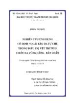 Nghiên cứu ứng dụng cố định ngoài kéo da tự chế trong điều trị vết thương thiếu da vùng cẳng   bàn chân