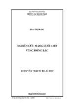 Nghiên cứu mạng lưới chợ vùng đông bắc