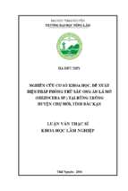 Nghiên cứu cơ sở khoa học đề xuất biện pháp phòng trừ sâu ong ăn lá mỡ shizocera sp tại rừng trồng huyện chợ mới tỉnh bắc kạn