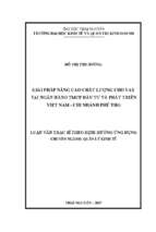 Giải pháp nâng cao chất lượng cho vay tại ngân hàng tmcp đầu tư và phát triển việt nam chi nhánh phú thọ