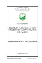 Nghiên cứu thực trạng và giải pháp xây dựng nông thôn mới tại huyện thạch an tỉnh cao bằng