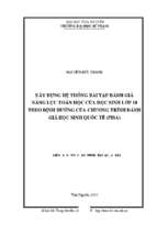 Xây dựng hệ thống bài tập đánh giá năng lực toán học của học sinh lớp 10 theo định hướng của chương trình đánh giá học sinh quốc tế pisa