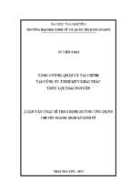 Tăng cường quản lý tài chính tại công ty trách nhiệm hữu hạn một thành viên khai thác thủy lợi thái nguyên