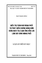 điều trị tràn khí màng phổi tự phát biến chứng bằng bơm dung dịch talc qua ống dẫn lưu làm dày dính màng phổi