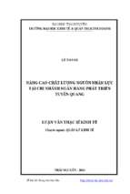 Nâng cao chất lượng nguồn nhân lực tại chi nhánh ngân hàng phát triển tuyên quang
