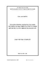 Xây dựng phương án đảm bảo tài chính cho chiến lược phát triển của công ty cổ phần môi trường và công trình đô thị thái nguyên
