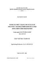 đánh giá thực trạng chi ngân sách nhà nước cho phát triển kinh tế xã hội nông thôn tỉnh thái nguyên