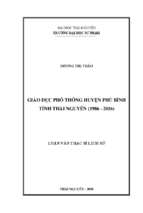 Giáo dục phổ thông huyện phú bình tỉnh thái nguyên 1986 2016