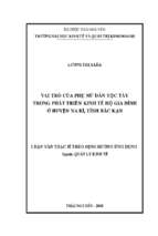 Vai trò của phụ nữ dân tộc tày trong phát triển kinh tế hộ gia đình ở huyện na rì tỉnh bắc kạn