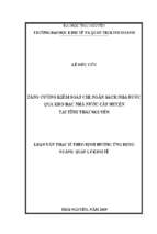 Tăng cường kiểm soát chi ngân sách nhà nước qua kho bạc nhà nước cấp huyện tại tỉnh thái nguyên