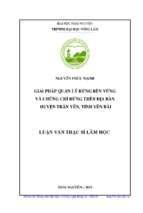 Giải pháp quản lý rừng bền vững và chứng chỉ rừng trên địa bàn huyện trấn yên tỉnh yên bái