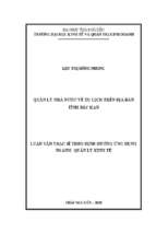 Quản lý nhà nước về du lịch trên địa bàn tỉnh bắc kạn